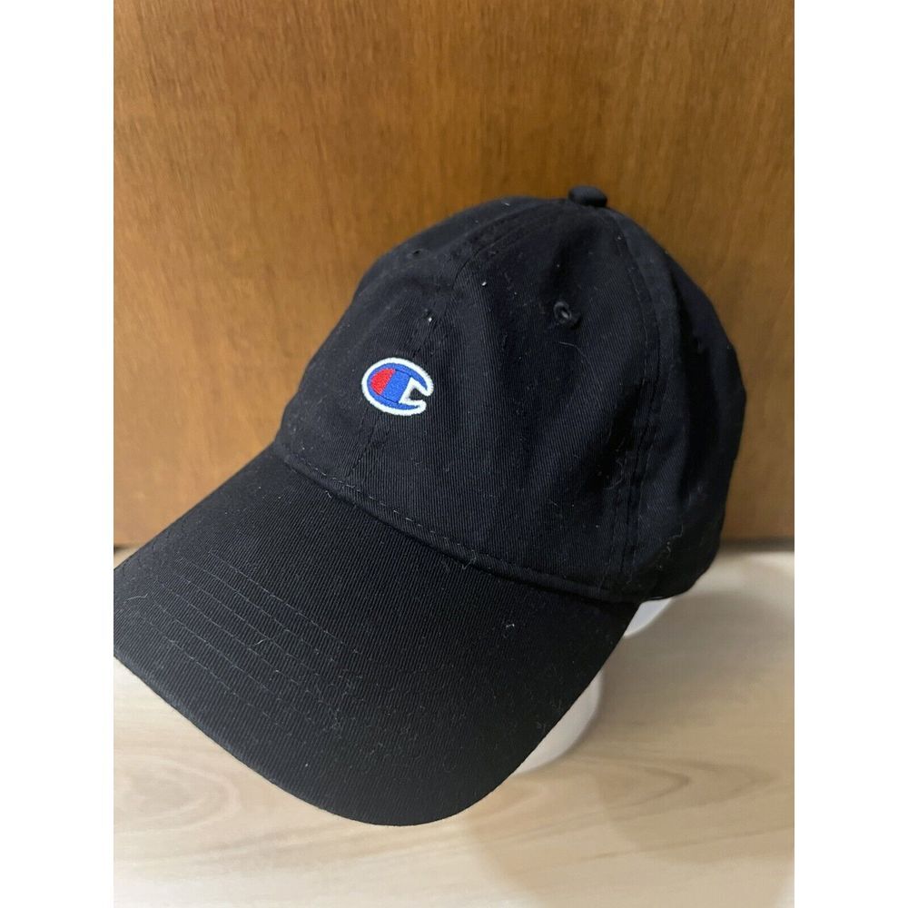 Champion Baseball Cap Mens Black OS Adjustable‎ Curved Brim Embroidered Logo